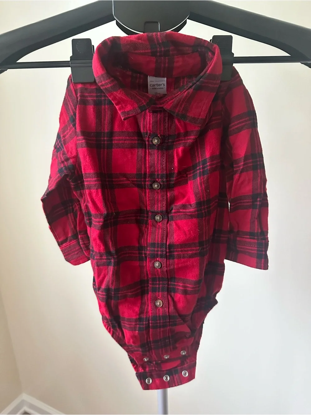 Carter's Red Plaid Shirt with Black Suspenders